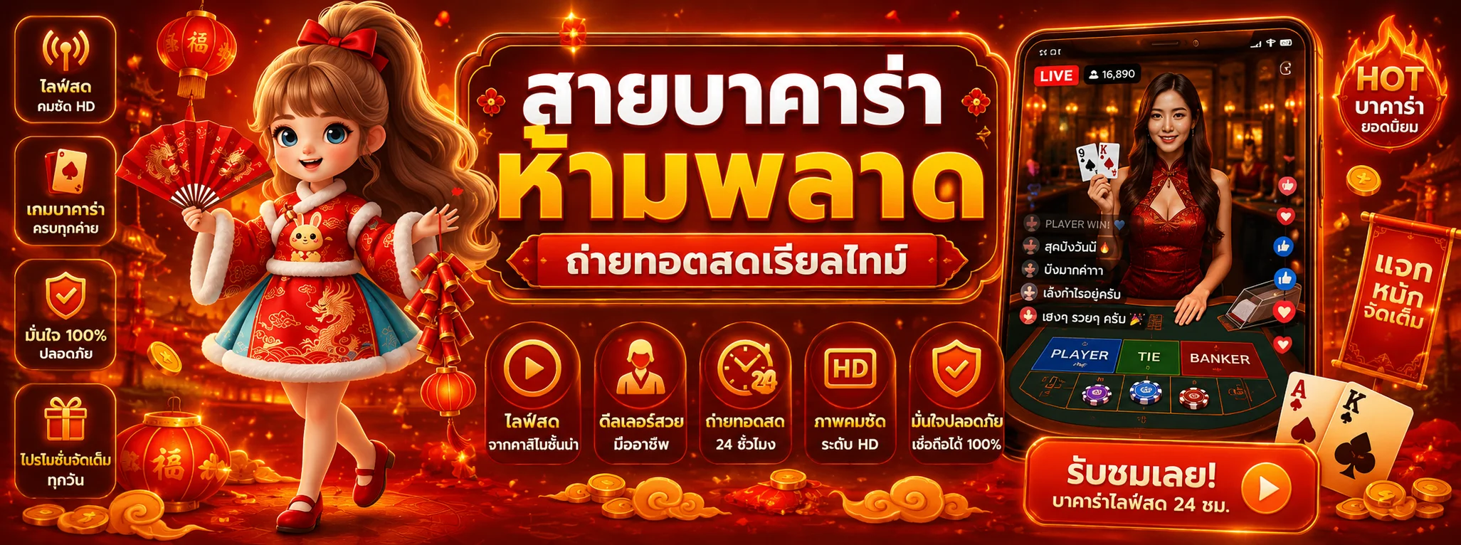 โต๊ะบาคาร่าสด SEVEN89 กับดีลเลอร์คนจริงจาก Sexy Baccarat